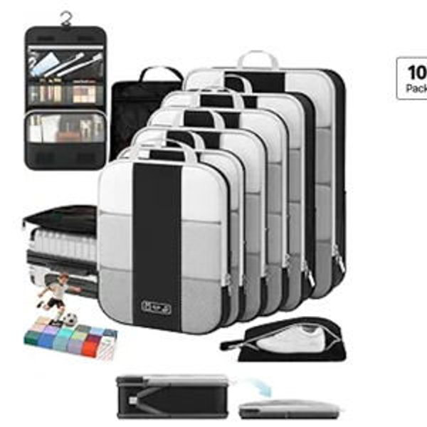 10-Pack Compression Packing Cubes (Black)
