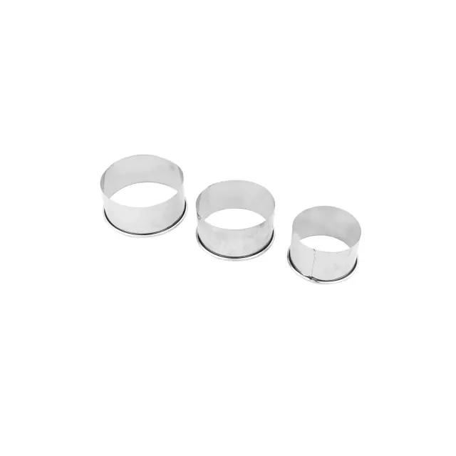 Unique Bargains Kitchen Metal Round Pastry Baking DIY Tool Cookie Cutter Silver Tone 3 in 1 Set
