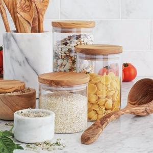 Sur La Table - Glass Canister with Olivewood Lid