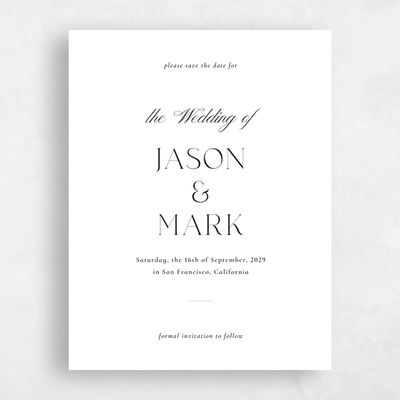 White Wedding Save the Date - Gavin Portrait