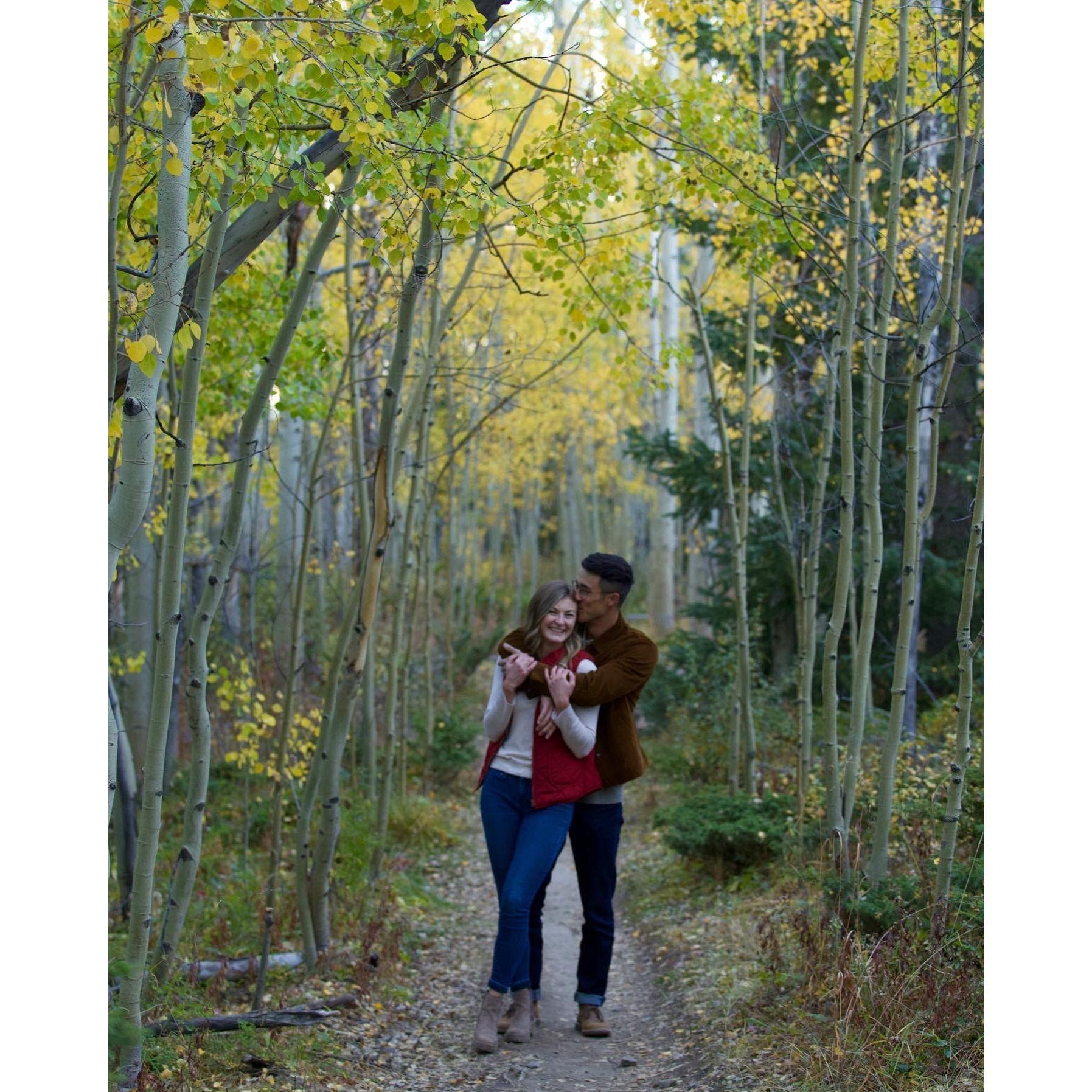 Engagement photos at Aspen Alley in Breckenridge