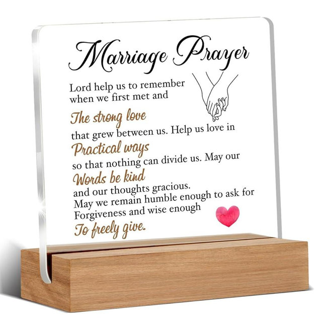 Wedding Gifts for Newlyweds, Bridal Shower Gifts, Engagement Gifts for Couples, Marriage Prayer Home Decorative Signs Plaque for Desk