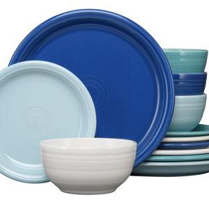 Mixed Coastal Blues Bistro Coupe 12-Piece Dinnerware Set, Service for 4