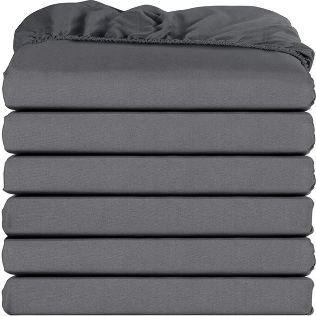 Utopia Bedding Fitted Sheets - Pack of 6 Bottom Sheets - Soft Brushed Microfiber - Deep Pockets, Shrinkage & Fade Resistant - Easy Care (Queen, Grey)
