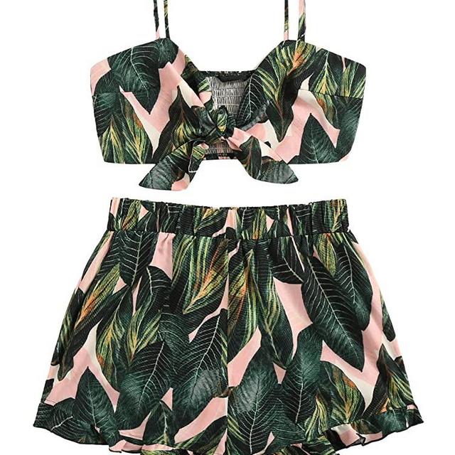 SweatyRocks Women's 2 Piece Casual Summer Sleeveless Crop Top Camisole with Shorts