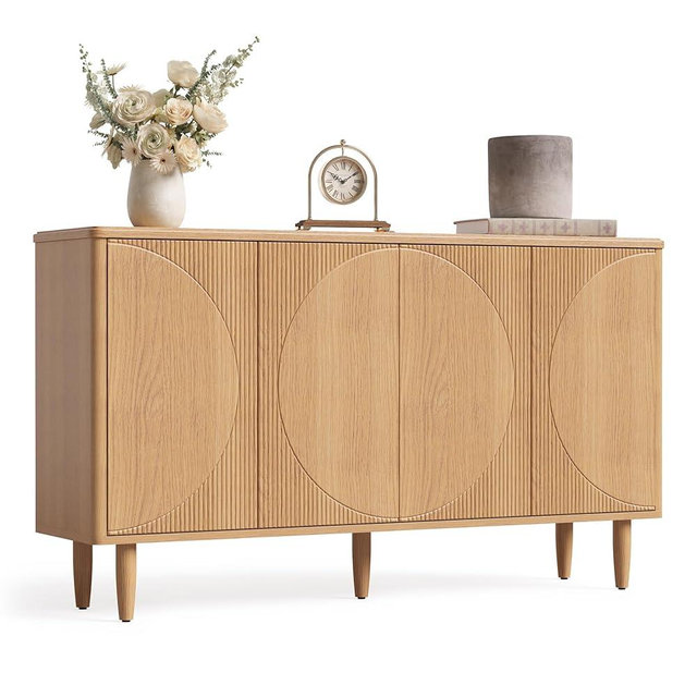 LITTLE TREE 59-Inch Buffet Cabinet Sideboard with Storage, Modern Sideboard Buffet Table with Doors for Living Room, Dining Room