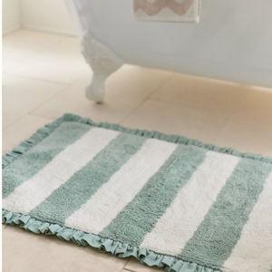 Maeve Ruffled Stripe Tufted Bath Mat