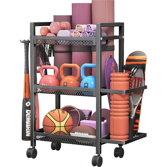 XIAOPEIZHI,Yoga Mat Storage Rack,Fitness Equipment Organiser,Workout Organizer For Home Gym and Fitness Equipment Storage Rack,Iron Storage Rack