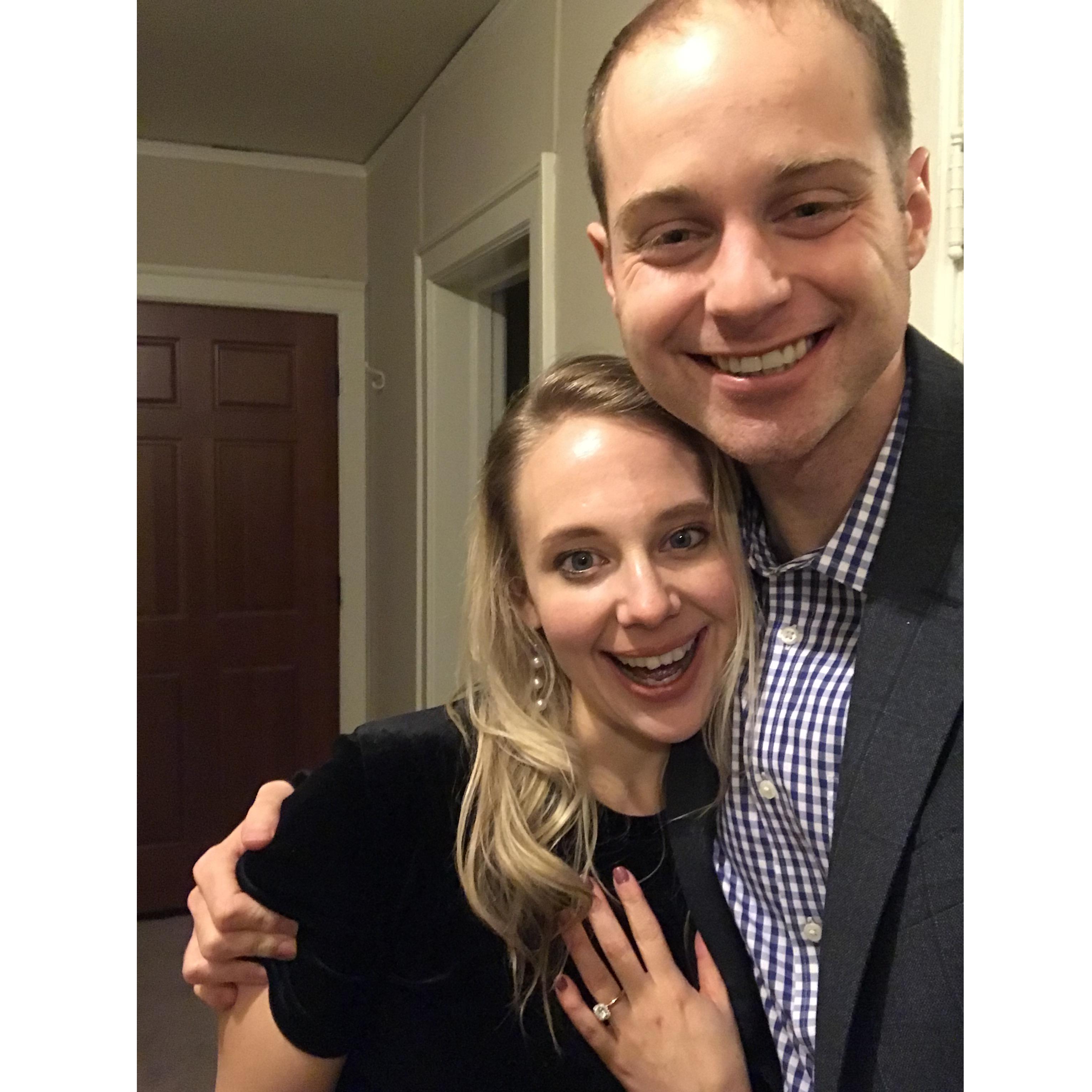 One of our selfies post proposal dinner party.
