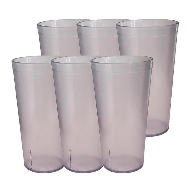 Party Outlaw 6 Pc 20oz Restaurant Tumblers (Clear), Lightweight, Heavy Duty Stackable Cafe Style Plastic Glasses. Reusable & Dishwasher Safe Ice Tea & Water Cups