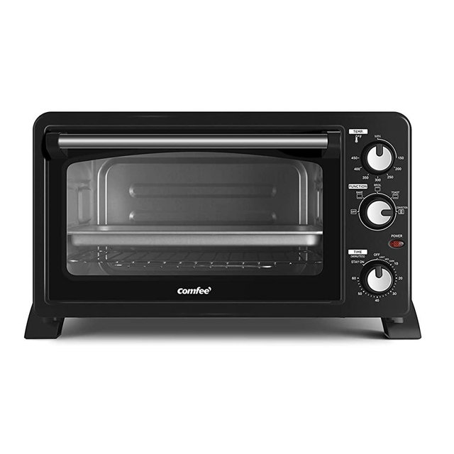 COMFEE' 6-Slice Toaster Oven Countertop with Convection, 1500W, Bake-Broil-Toast Setting, Includes Baking Pan, Baking Rack and Crumb Tray, Black (CFO-CC2501)