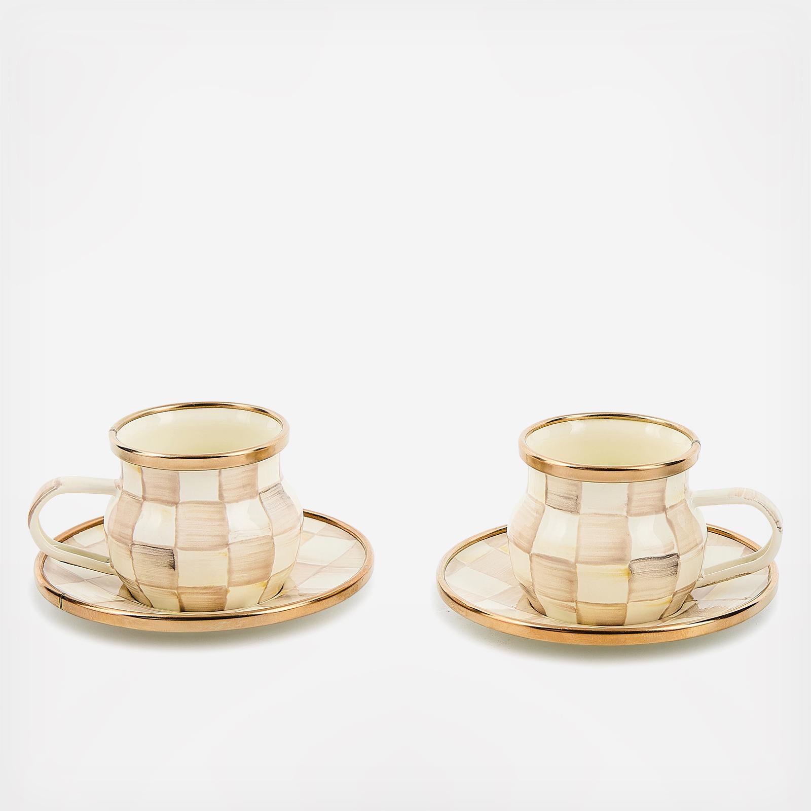 MacKenzie-Childs, Mocha Check Stainless Steel Espresso Cup