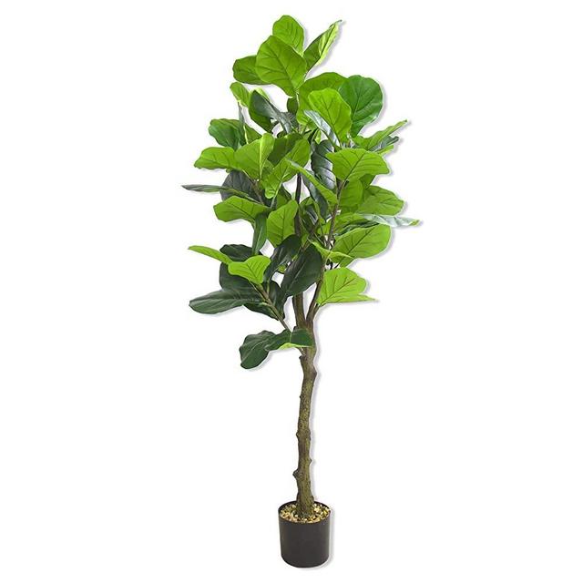 SZHLUX 6FT Faux Fiddle Leaf Fig Tree, Artificial Plants for Home Decor Indoor, Lifelike Evergreen Fake Artificial Ficus Tree Perfect Match for Home Office, Indoor and Outdoor Housewarming Decoration.