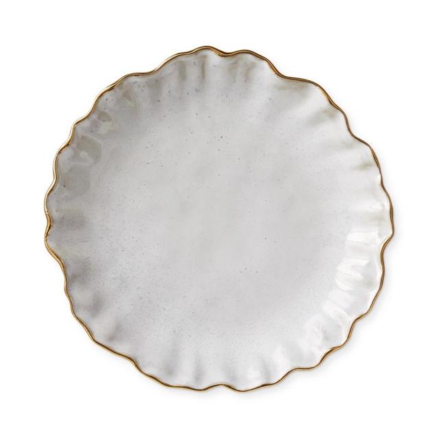 Ruffled Gold Rim Appetizer Plates, Set of 4