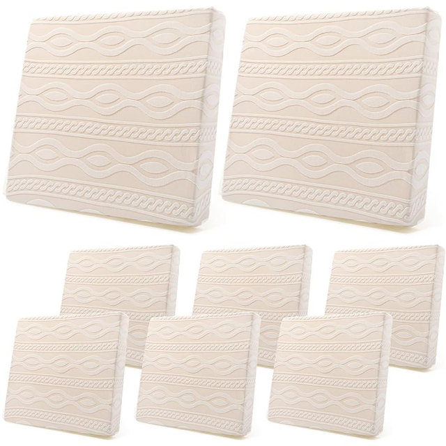 Newwiee 8Pcs Stretch Patio Cushion Covers Outdoor Cushion Covers for Patio Furniture Replacement Couch Sofa Slipcovers Jacquard Textured Soft Fabric Washable Furniture Protector (Beige,Elegant)