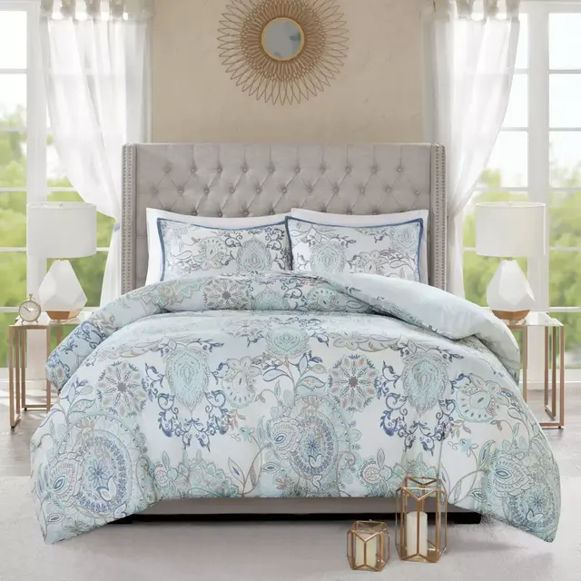 Madison Park Isla 3-Piece Reversible King/California King Duvet Cover Set in Blue
