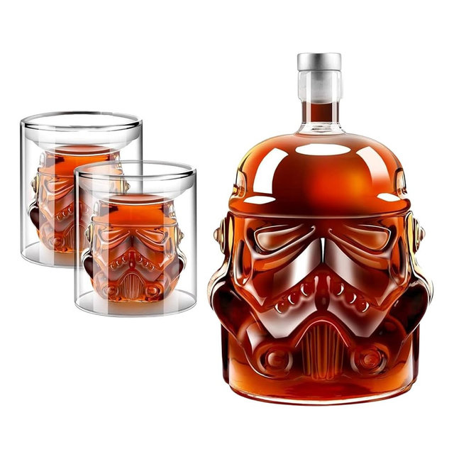 Stormtrooper Creative Whiskey Decanter Set Bottle with 2 Wine Glasses 150ml for liquor, Bourbon, Scotch, Vodka, Father's Day Gift for Men Women, Star Set Wars