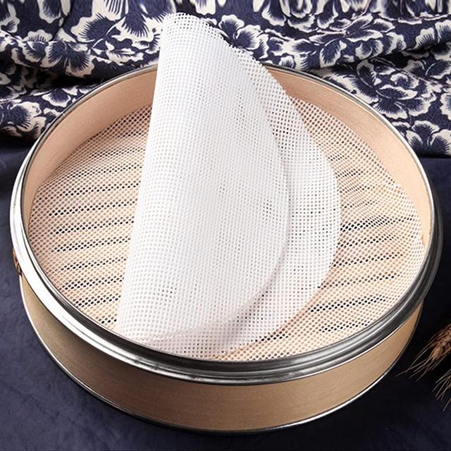 GUCUJI 4Pcs 10 inch Non stick Silicone Steamer Liners Mesh Mat Pad Steamed Buns Dumplings Baking Pastry Dim Sum Mesh