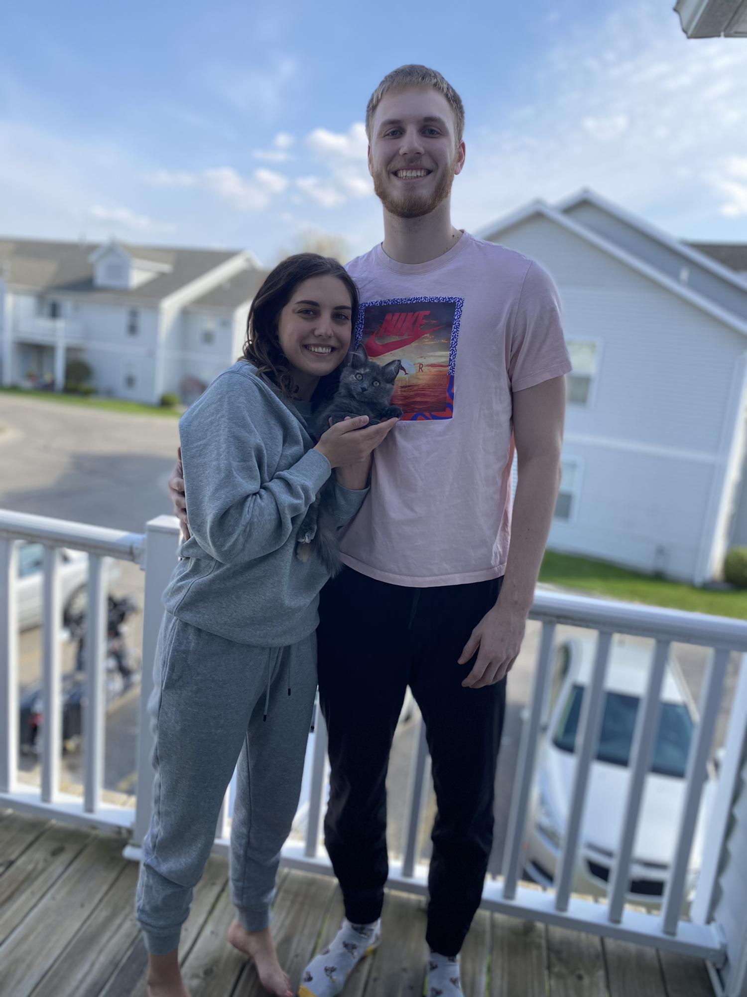 Our first picture with our cat Nelly