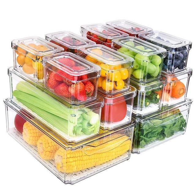 Greenby 4 Pack Refrigerator Organizer Bins with Pull-out Drawer Stackable  Clear Fridge Drawer Organizer Fruit Vegetable Storage Containers for  Kitchen