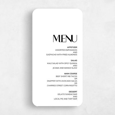 White Rounded Wedding Menu - Millsboro