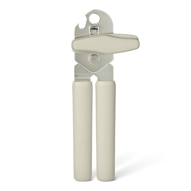 Amazon Basics Manual Can Opener, Soft Grip Handle, Dishwasher Safe, Linen Gray