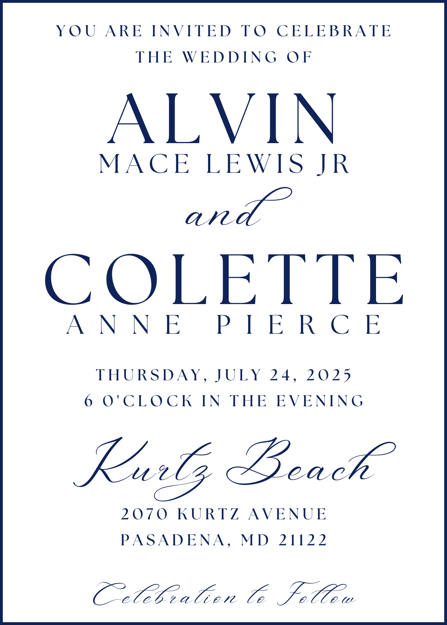The Wedding Website of Colette Pierce and Alvin Lewis JR