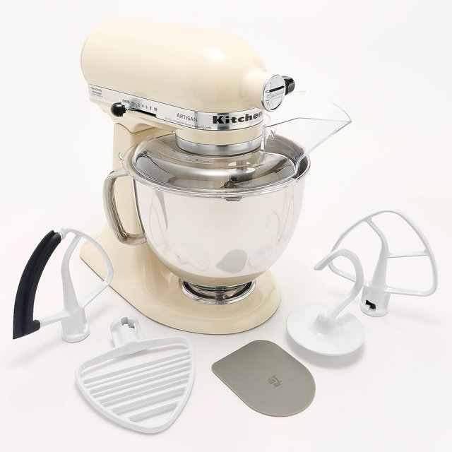KitchenAid 5-qt Artisan Stand Mixer w/ Pastry Beater and Flex Edge - Almond Cream Color
