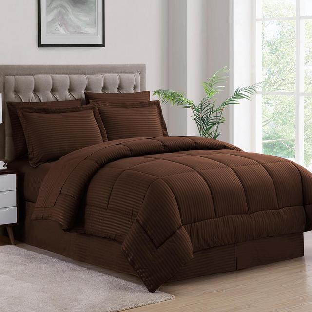 8 Piece Embossed Dobby Stripe Bed In A Bag All Season Complete Set - Sweet Home Collection™