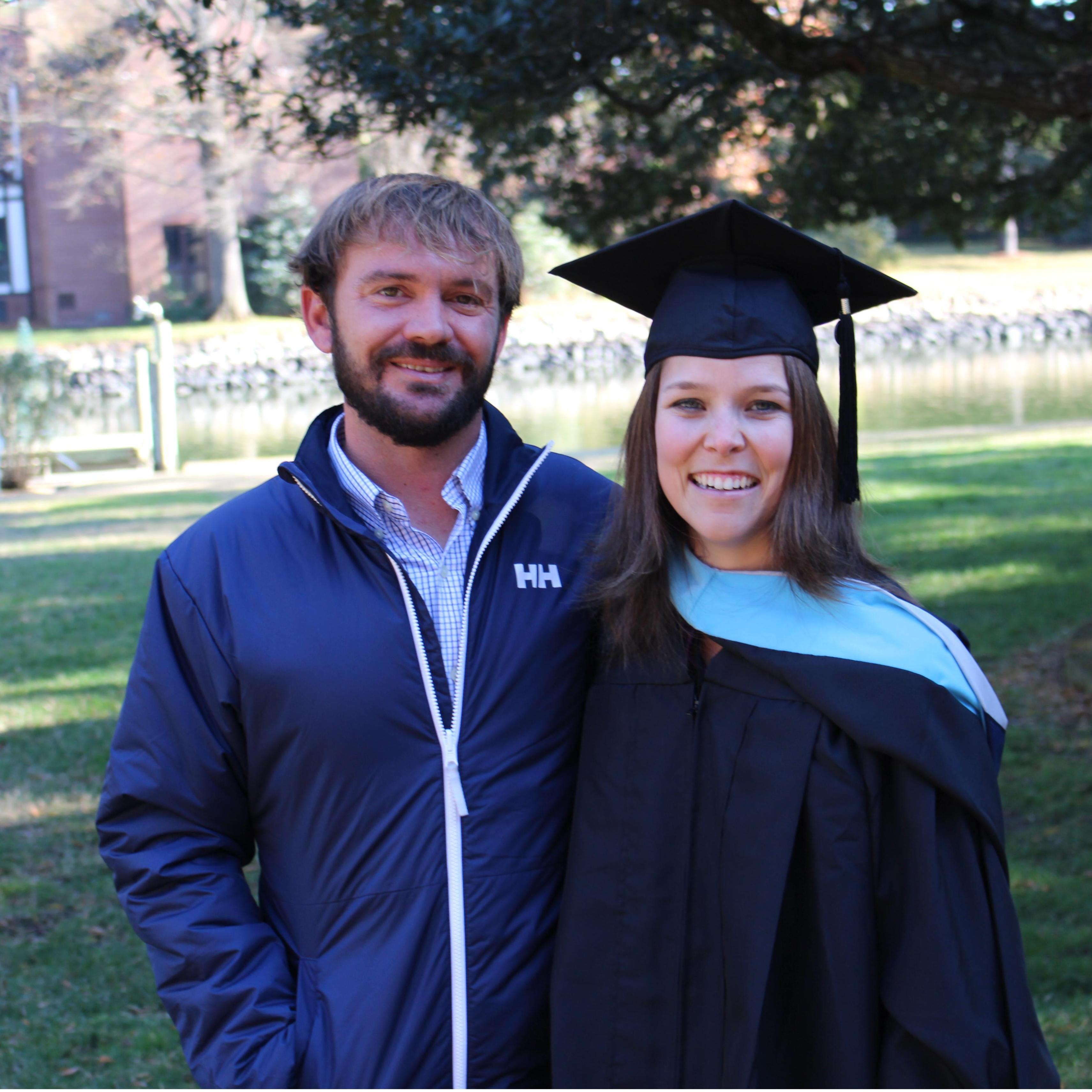 Jacob supporting me during my grad school graduation day, December 16, 2017!