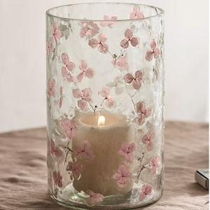 Pressed Hydrangea Glass Hurricane