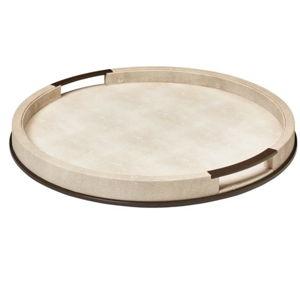 Large Round Ecru Shagreen Tray