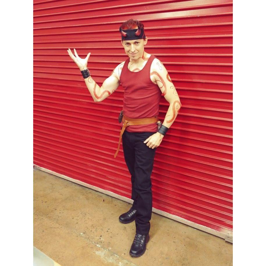 Chris dressed up as his character "Shados"