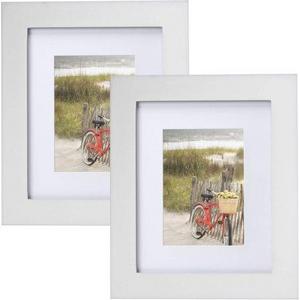 Mainstays Museum 8" x 10" Matted to 5" x 7" Picture Frame, White, Set of 2
