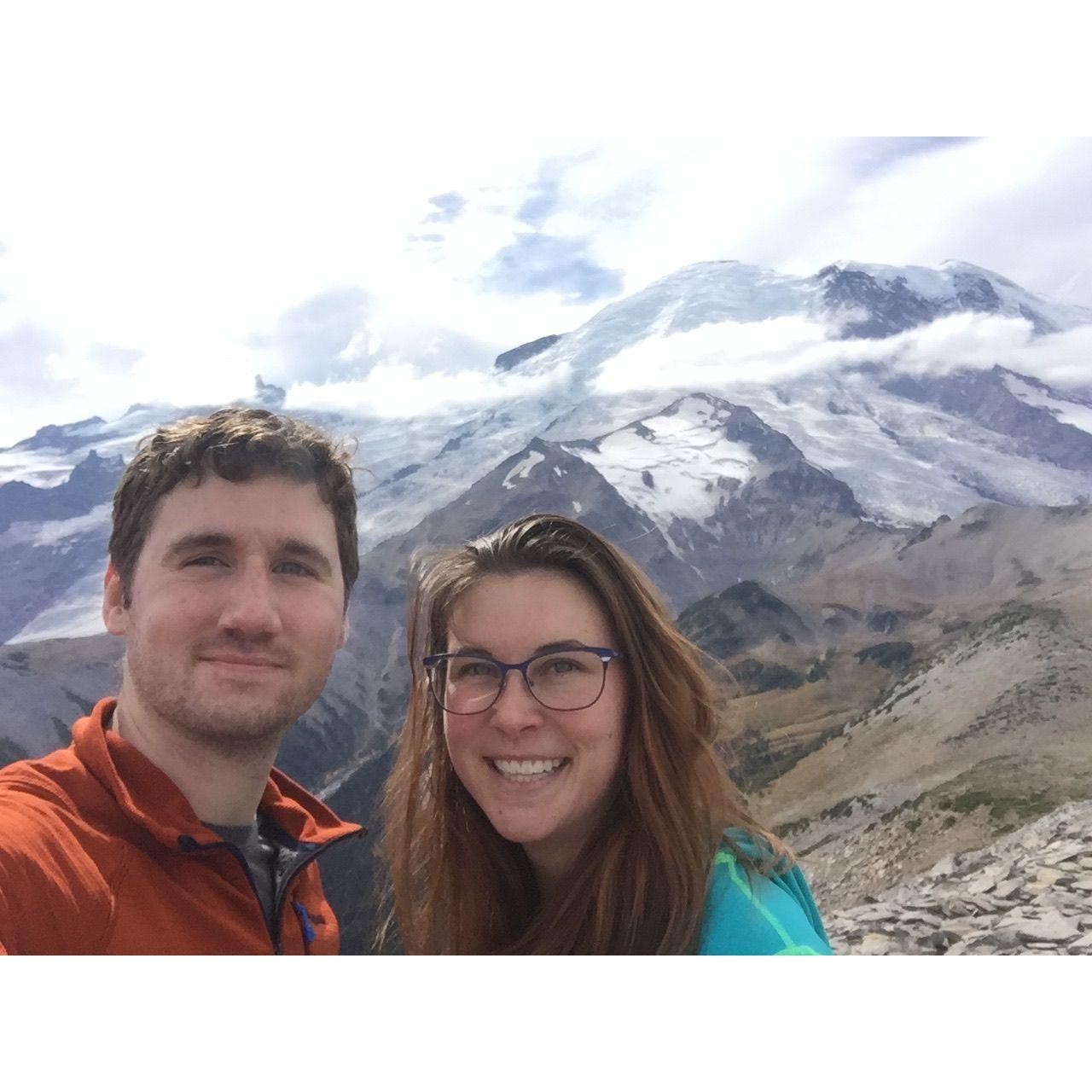 On a hike in Rainier National Park.