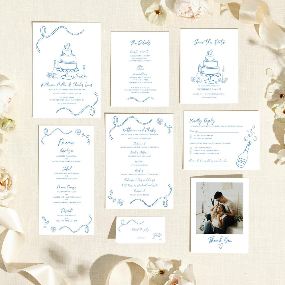 Hamilton Portrait | Blue | Zola Save The Dates