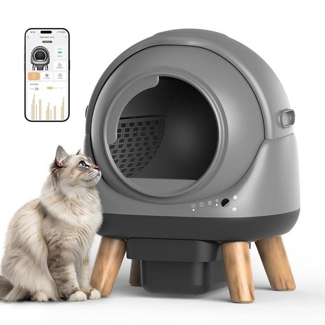 Self Cleaning Litter Box for Multiple Cats, G1 Automatic Cat Litter Box, Self-Cleaning Robot with Smart APP Control and Health Monitoring, Includes 2 Roll Trash Bag and Litter Mat, Grey