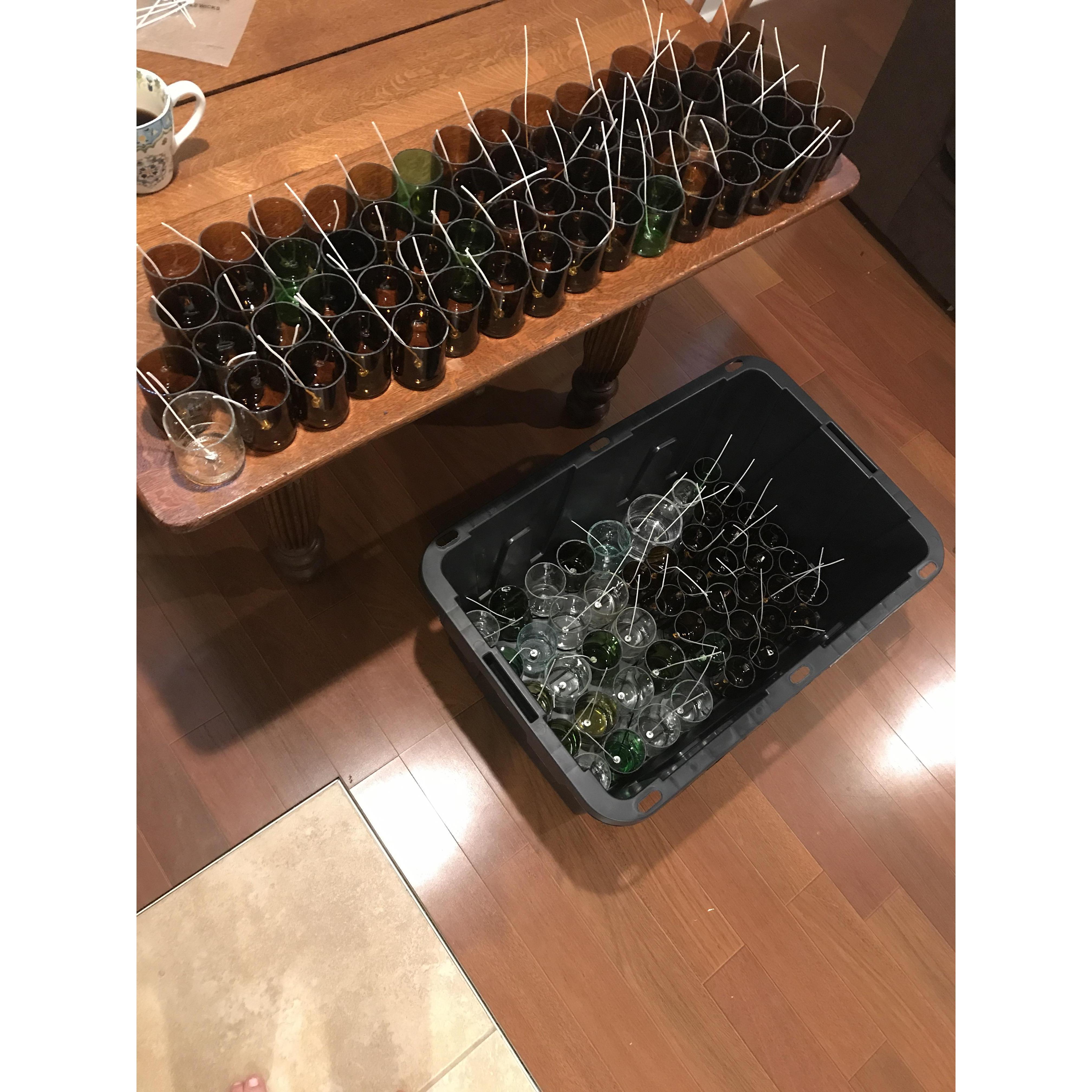 Adding wicks.