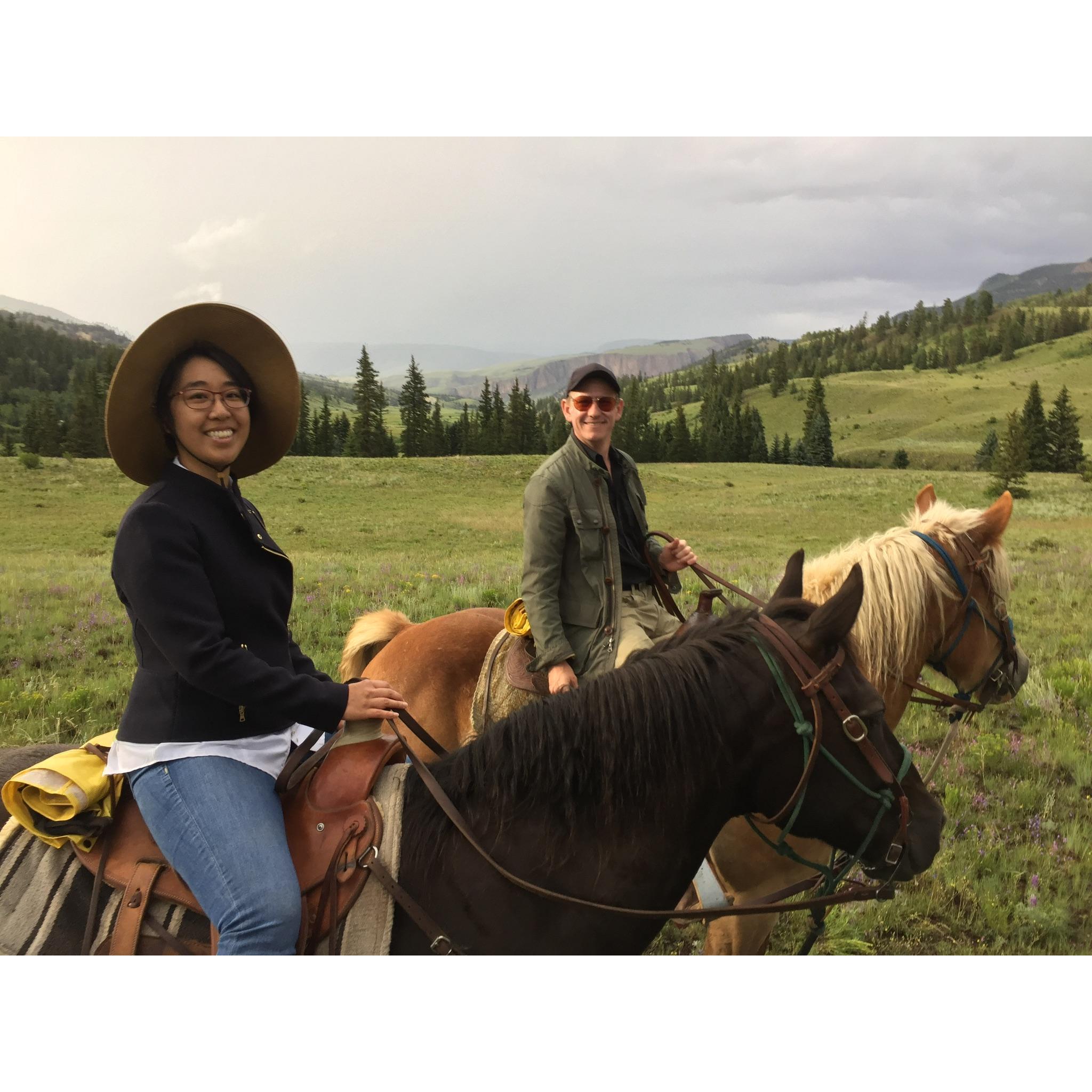 Amy didn’t really take to fly fishing, and Glenn’s hikes were brutal, but horseback riding was a winner.