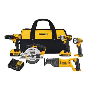 20-Volt MAX Lithium Ion Cordless Combo Kit (5-Tool) with 2Ah and 4Ah Batteries and Contractor Bag