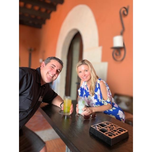 Enjoying drinks poolside in the Dominican Republic
