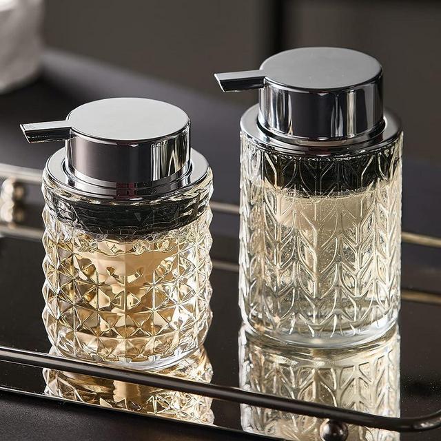 CICUFY Glass Hand Foaming Soap Dispensers with Silver Pump - 2 Pack - Same Size