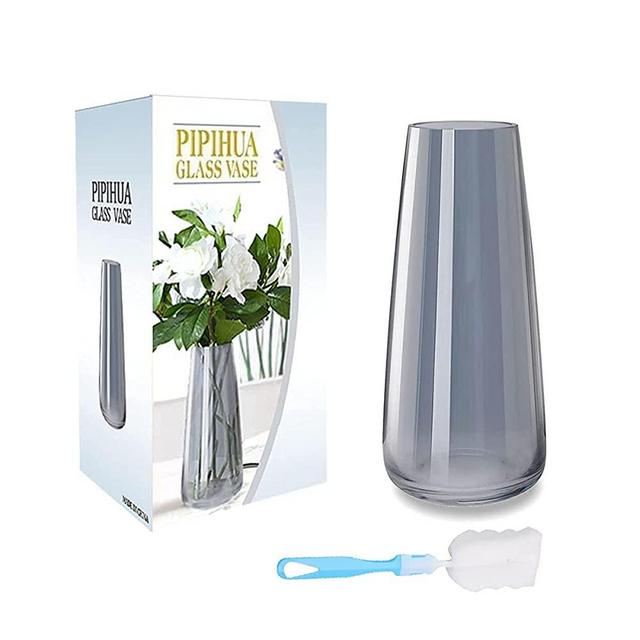 Glass Vases,Clear Vase for Flower, 8.7 Inch Ins Style Handmade Grey Vase for Decor Home/ Office/ Wedding, Ideal Gifts for Friends,Lover,Helloween