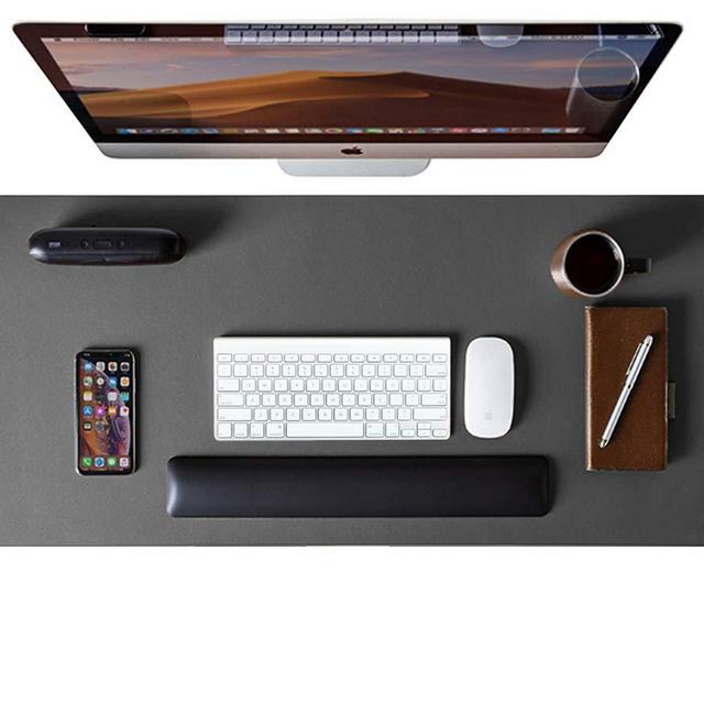 Leather Desk Pad Protector,Mouse Pad,Office Desk Mat, Non-Slip PU Leather Desk Blotter,Laptop Desk Pad,Waterproof Desk Writing Pad for Office and Home (Gray,31.5" x 15.7")