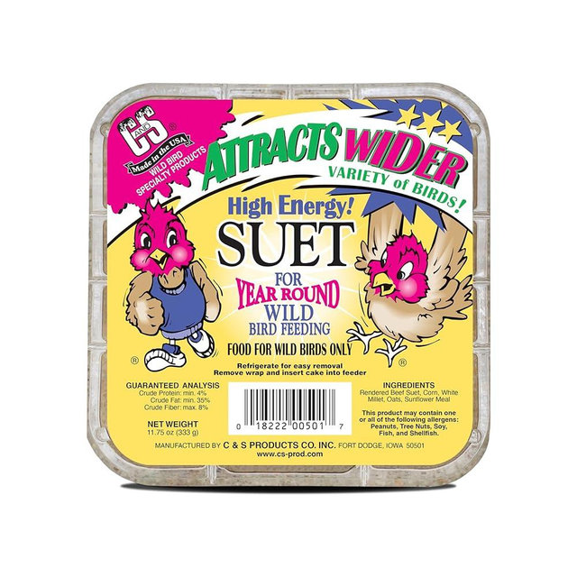 C&S High Energy Suet Treat, Wild Bird Food for Woodpeckers, Nuthatches, Chickadees and Jays, 8 Pack