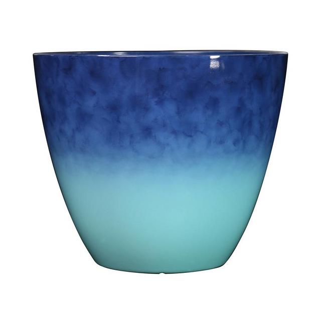 allen + roth 20.5-in x 17.76-in Blue/Lt Blue Resin Planter