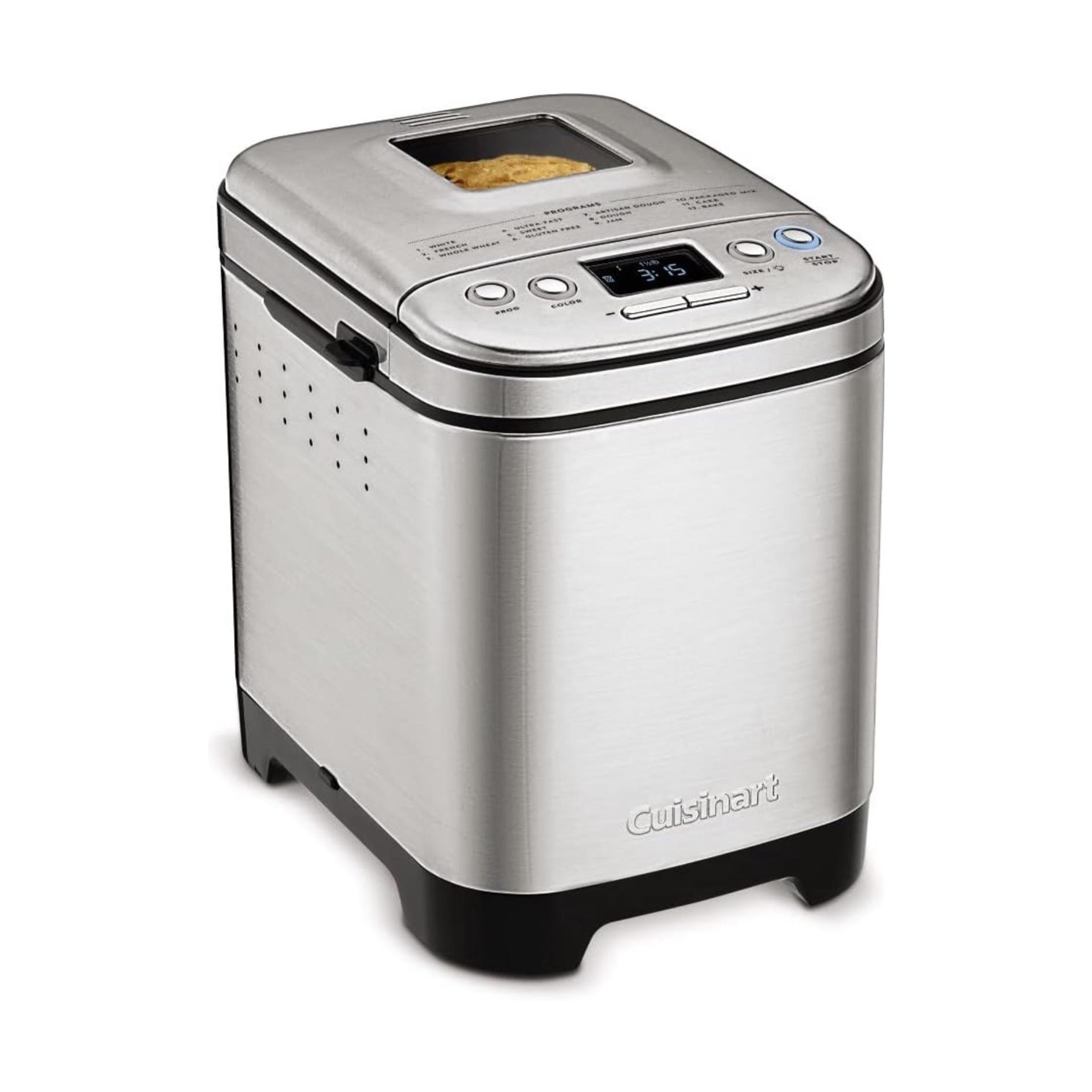 Cuisinart Bread Maker Machine, Compact and Automatic, Customizable Settings, Up to 2lb Loaves, CBK-110P1, Silver,Black