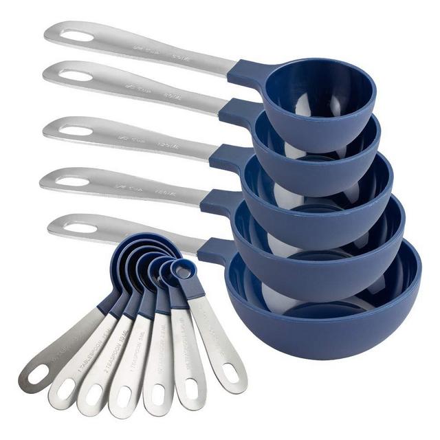 Cook with Color 12 PC Measuring Cups Set and Measuring Spoon Set/Stainless Steel Handles/Nesting Kitchen Measuring Set/Liquid Measuring Cup Set/Dry Measuring Cup Set (Navy)