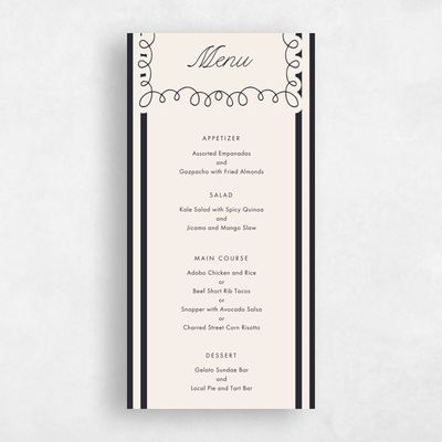 Ebony, Beige Wedding Menu - Imogen