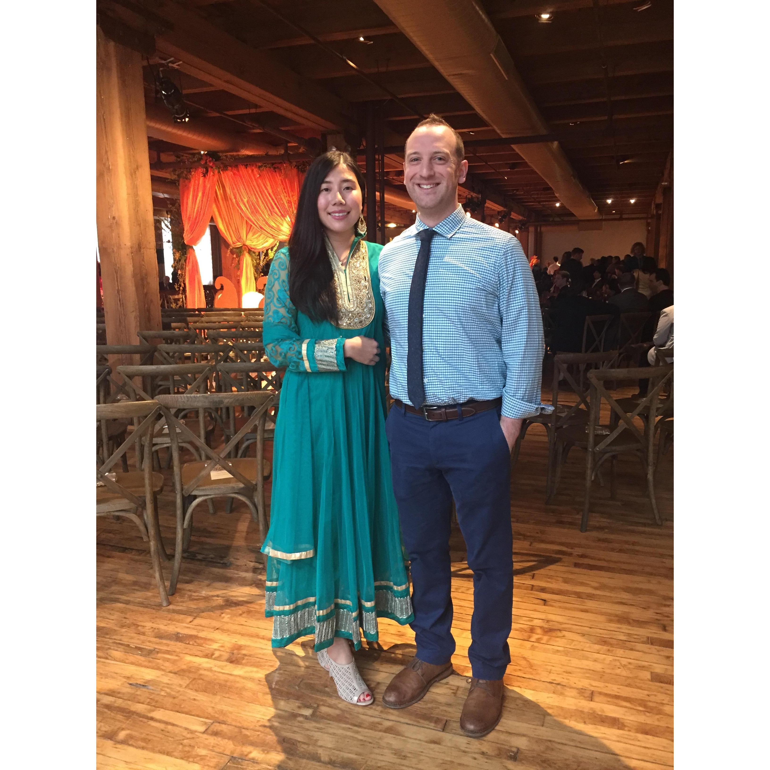 At our friend Shubra's Indian wedding. What a lovely sari, Mei Ling!